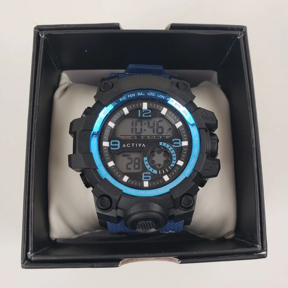 Activa Endurance 54.5mm Shock Resistant Multi-Function Sport Watch Blue Camo